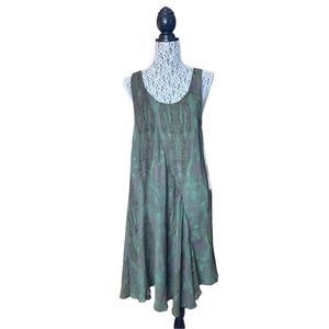 Nicholas K Silk Asymmetric Hem Swing Dress Green Size M